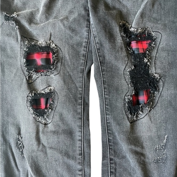 NEW WITH TAGS Judy Blue Black Buffalo Plaid Patch Skinny SIZE 18W - Picture 15 of 16
